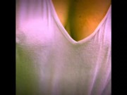 Playing with my nipples in the rain & a wet t-shirt