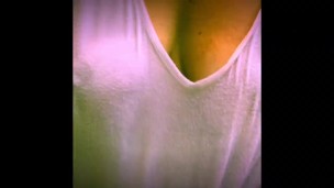 Playing with my nipples in the rain & a wet t-shirt