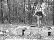 Spooky School Girl Fucks Her Pussy in the Woods 14/16