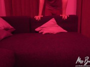 Creampie on the couch with pink lighting! 1/16