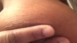 Licking my Chocolate nipples.