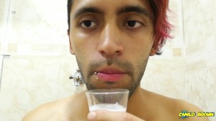 Filling a cup with spit and Jerking off with it until I cum - Camilo Brown