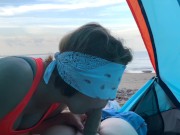 Глубокий минет на пляже, кончил в рот 3/16