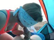 Глубокий минет на пляже, кончил в рот 4/16