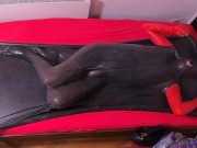 Vacbed Self Bondage Traing - 34 Seconds with blow up penis gag