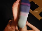 POV fucking and cumshot on blue running socks 7/16