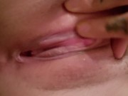 Big tit girl plays with pussy