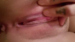 Big tit girl plays with pussy