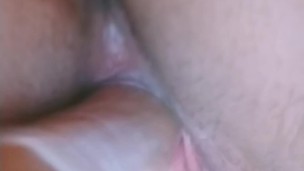 Horny teen playing with dildo.