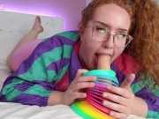 slutty bbw step-sister sucks & throat fucks using slinky, gets huge facial 12/16