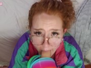 slutty bbw step-sister sucks & throat fucks using slinky, gets huge facial 15/16