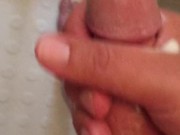 Soapy shower jack with ball play and cumshot