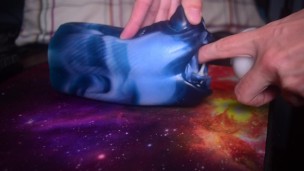 Fucking David's muzzle from Bad Dragon and cumming inside