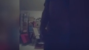 Ebony amateur male stroking