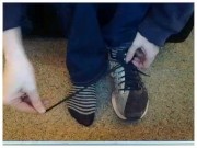 Becky doing a foot strip tease
