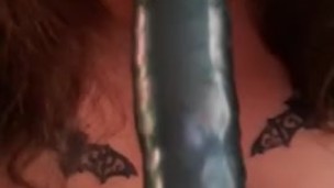 BBW Goth Girl Deepthroating Dildo - No Gag Reflex