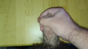cumshot on table, solo masturbation jackoff
