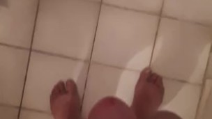 Jerking off, first pissing and then cumming