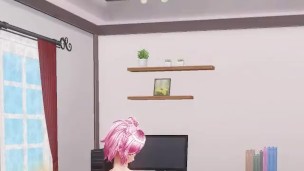 Horny girl with pink hair