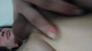 Collared and Leashed Naked Transgirl Teasing Her Asshole
