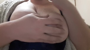 BBW Milf plays with her huge nipples