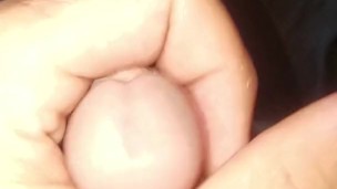 Straight guy anal masturbation in car