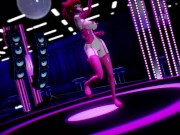 Hentai Girl with Big, Erect Clit and Nipples Dancing to Pink Cat on Stage