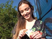 Public Agent Tattooed sexy minx Kylie cums on cock outdoors