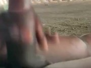 Jerking under bridge (cumshot)