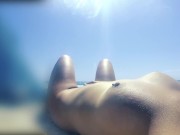 Exhibitionist girlfriend on public nude beach Strangers walking enjoyed me 16/16