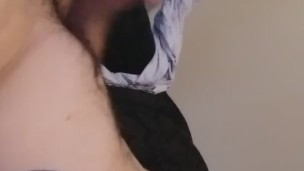 Tattooed stud jerks it and cums