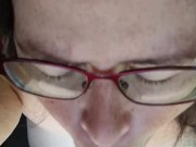 BBW MILF gives her dildo a blowjob