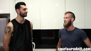AmateursDoIt - Bearded studs fuck after hot oral session in the kitchen