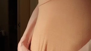 T Girl shows what's beneath her dress and uses her vibrator