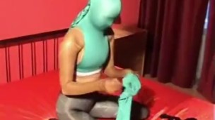 Young Babe Total Multilayer Encase In Pantyhose Nylon Encasement
