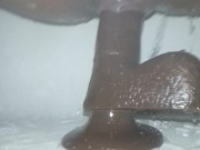 Quick shower fuck...bouncing on big black dildo 11/16