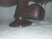 Quick shower fuck...bouncing on big black dildo 14/16