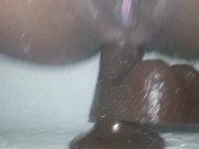 Quick shower fuck...bouncing on big black dildo 4/16