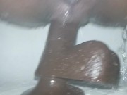 Quick shower fuck...bouncing on big black dildo 9/16