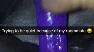 Horny college student creams on dildo