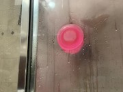 BBW FUCKS HER ASS WITH 8 INCH DILDO IN SHOWER
