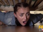 Fake Hostel Two hot girls get stuck under a bunk bed 8/16