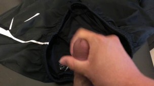 Cuming inside my roommate's running short