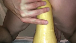 huge vegetable insertion and gaping butternut squash