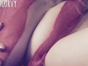 Blonde Carlycurvy dirty talk with striptease in red 13/16