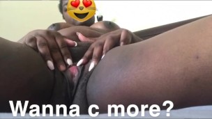 Masturbating my fat ebony pussy