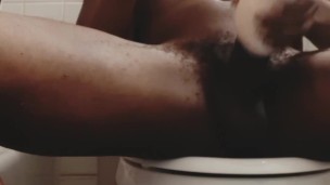 Teen fresh out the shower BBC bathroom masturbation