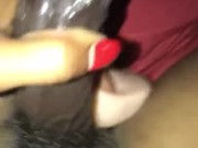stuffing my fat black pussy with two toys