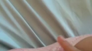 Pleasing myself on my friends bed