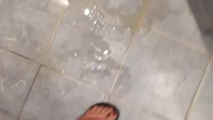 pee desperation in cotton mini shorts POV
